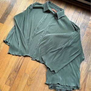 Beige Botany Green Pleated Pants Set